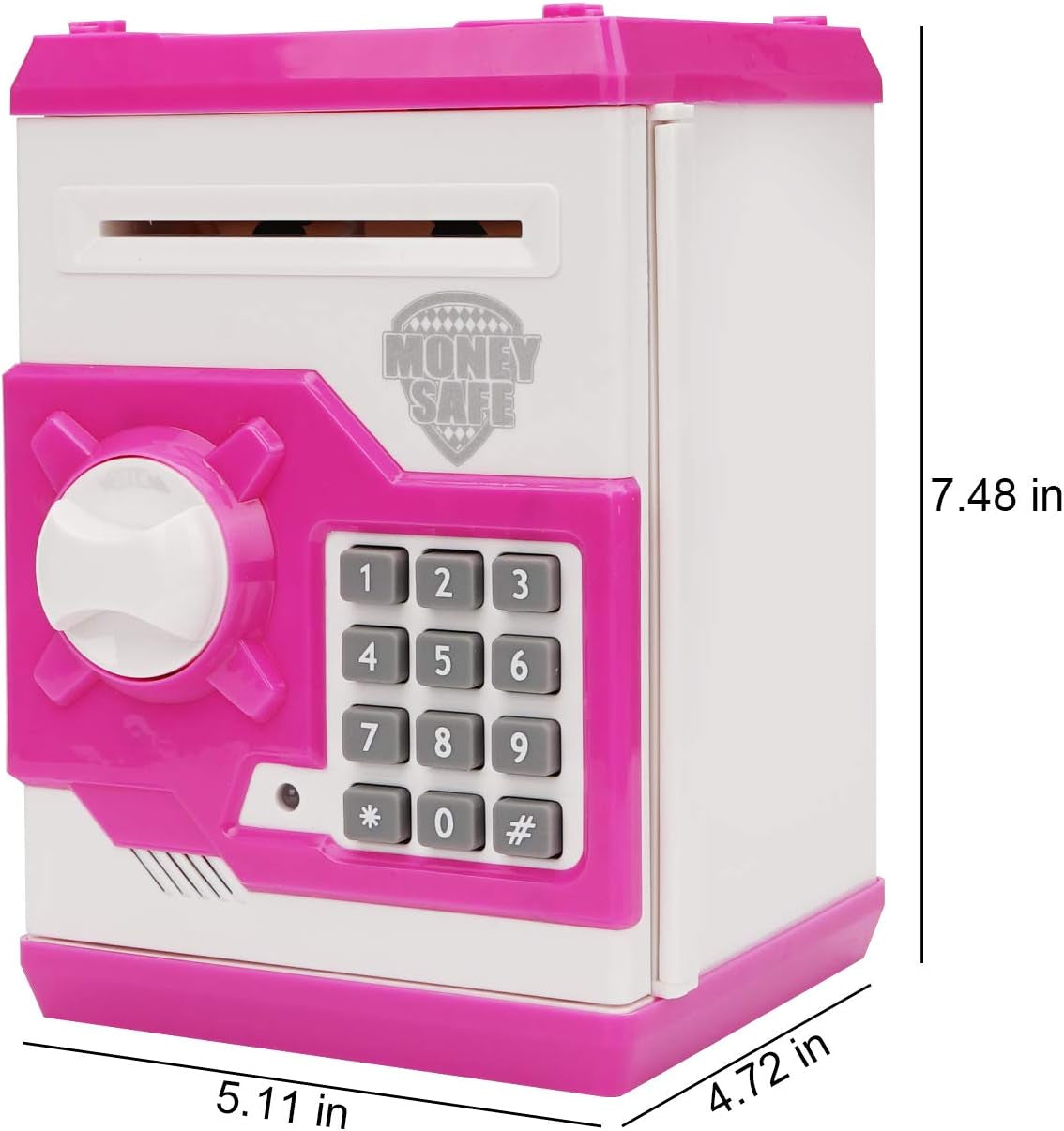 Electronic Piggy Bank, Mini ATM Password Money Bank Cash Coins Saving Box for Kids, Cartoon Safe Bank Box Perfect Toy Gifts for Boys Girls (White Pink)