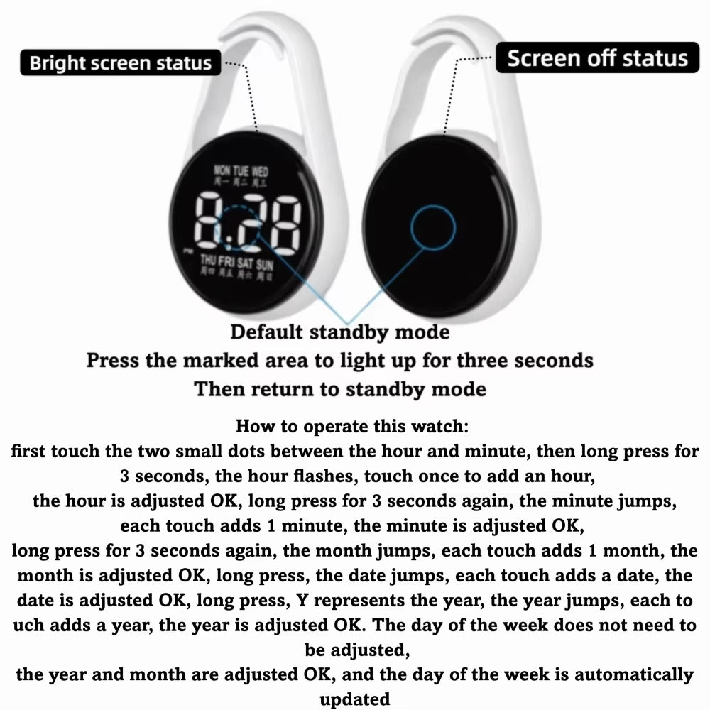 LED Electronic Hanging Watch Night Light Digital Electronic Hanging Watch Pocket Watch