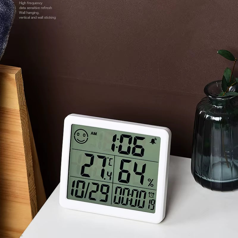 Thermometer Hygrometer Automatic Electronic Temperature Humidity Monitor Clock Large Screen Electronic Hygrometer Thermometer