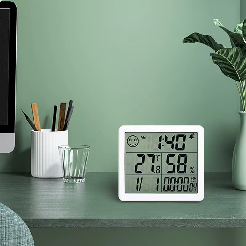 Thermometer Hygrometer Automatic Electronic Temperature Humidity Monitor Clock Large Screen Electronic Hygrometer Thermometer