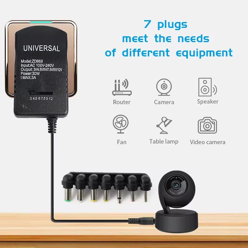 Adjustable Adapter Power Supply Charger Multi Voltage AC 220V to DC 3V 4.5V 6V 7.5V 9V 12V EU US Converter Adapter Plug 7 30W
