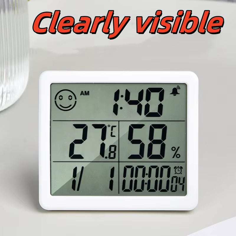 Thermometer Hygrometer Automatic Electronic Temperature Humidity Monitor Clock Large Screen Electronic Hygrometer Thermometer