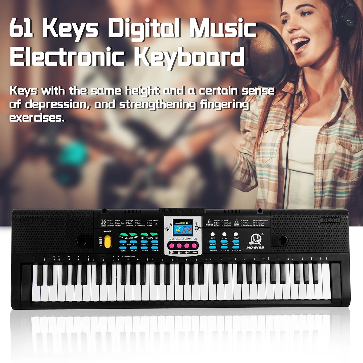 61Key Multifunctional Electronic Keyboard Children Digital Electric Piano Microphone Beginner Electronic Keyboard Instrument