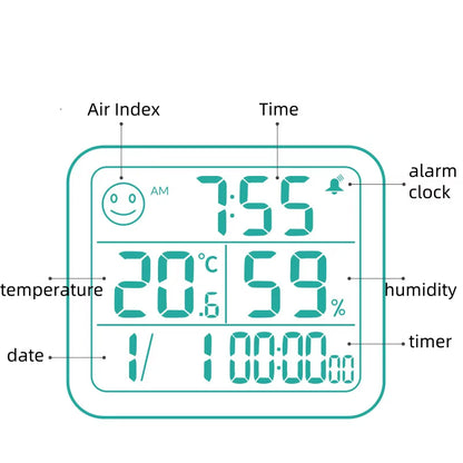 Thermometer Hygrometer Automatic Electronic Temperature Humidity Monitor Clock Large Screen Electronic Hygrometer Thermometer