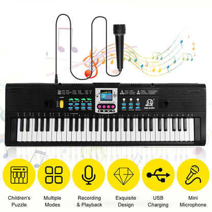 61Key Multifunctional Electronic Keyboard Children Digital Electric Piano Microphone Beginner Electronic Keyboard Instrument
