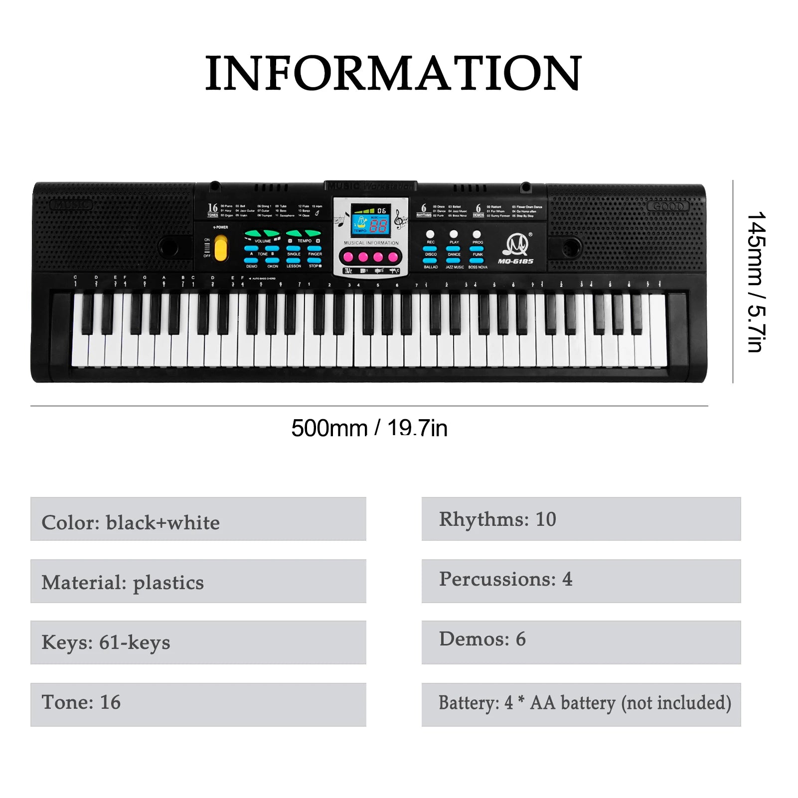 61Key Multifunctional Electronic Keyboard Children Digital Electric Piano Microphone Beginner Electronic Keyboard Instrument