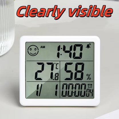 Thermometer Hygrometer Automatic Electronic Temperature Humidity Monitor Clock Large Screen Electronic Hygrometer Thermometer