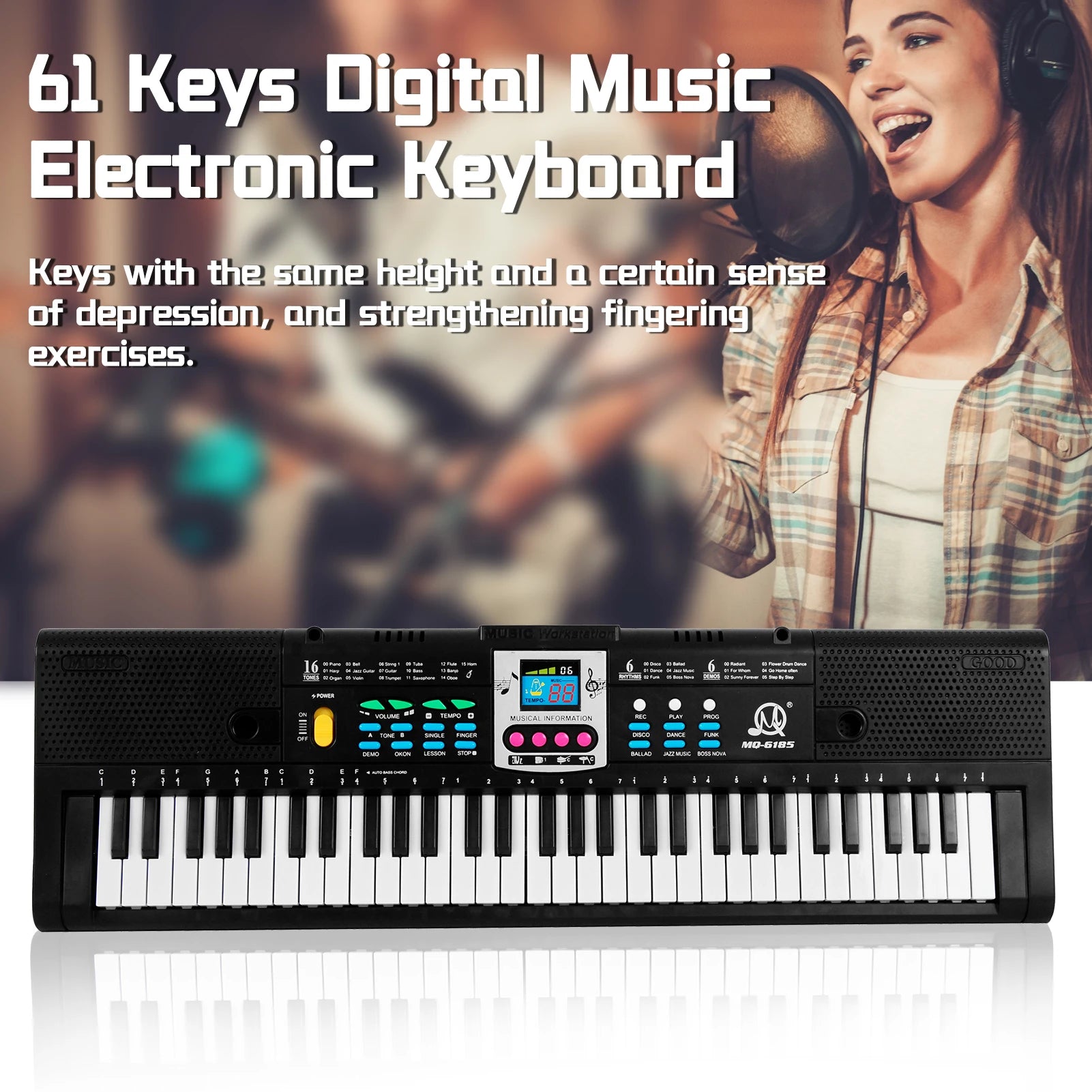 61Key Multifunctional Electronic Keyboard Children Digital Electric Piano Microphone Beginner Electronic Keyboard Instrument