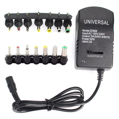 Adjustable Adapter Power Supply Charger Multi Voltage AC 220V to DC 3V 4.5V 6V 7.5V 9V 12V EU US Converter Adapter Plug 7 30W