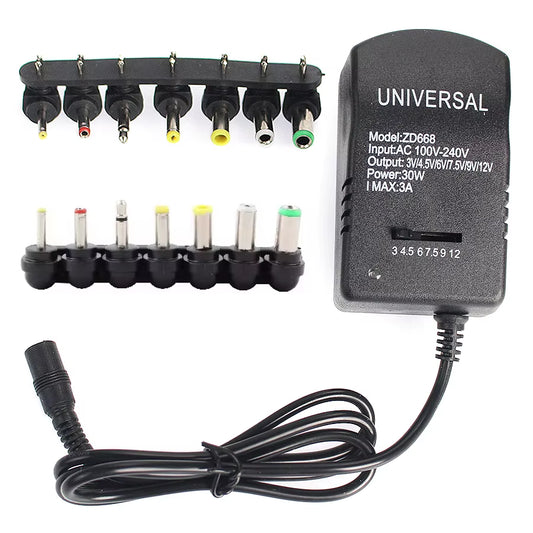 Adjustable Adapter Power Supply Charger Multi Voltage AC 220V to DC 3V 4.5V 6V 7.5V 9V 12V EU US Converter Adapter Plug 7 30W